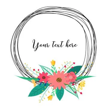 Beautiful round frames with flower for decoration. Decorative element for wed Stock Illustration