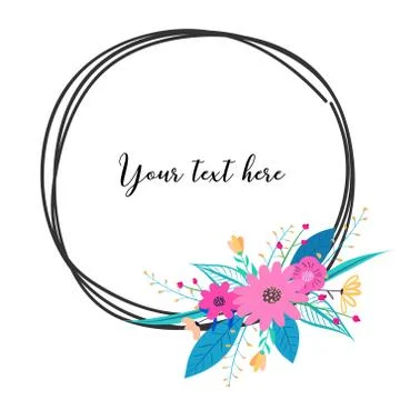 Beautiful round frames with flower for decoration. Decorative element for wed Stock Illustration