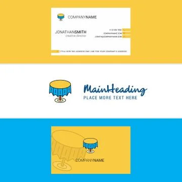 Beautiful Round table Logo and business card. vertical Design Vector Stock Illustration