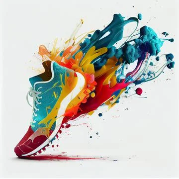 Beautiful running person shoes in action Stock Illustration