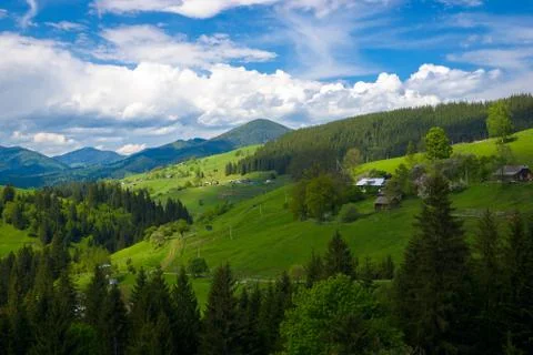 Beautiful rural landscape in the mountains. Carpathian Mountains Stock Photos