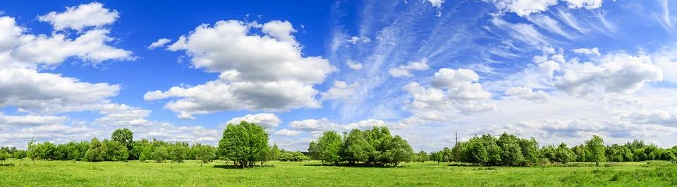 Beautiful rural landscape, panoramic banner Stock Photos