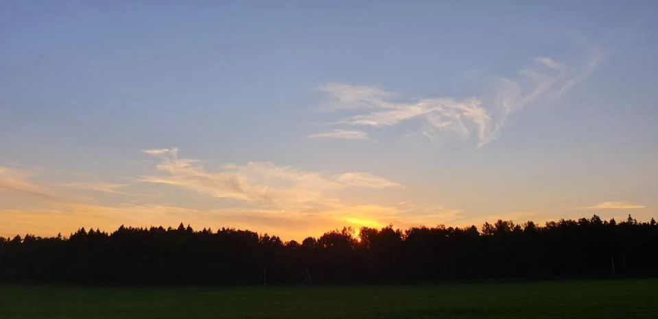 BEAUTIFUL RUSTIC SUNSET IN SUMMER Stock Photos