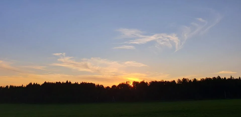 BEAUTIFUL RUSTIC SUNSET IN SUMMER Stock Photos