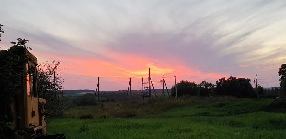 BEAUTIFUL RUSTIC SUNSET IN SUMMER Stock Photos