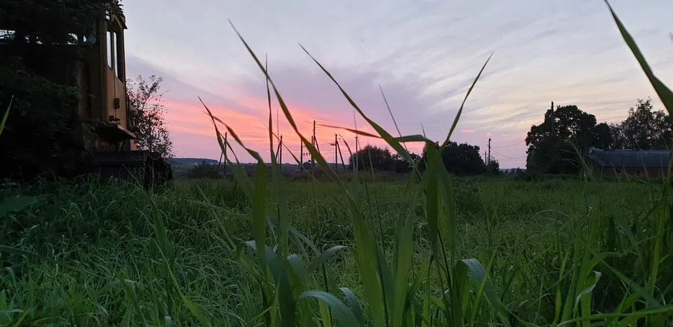 BEAUTIFUL RUSTIC SUNSET IN SUMMER Stock Photos