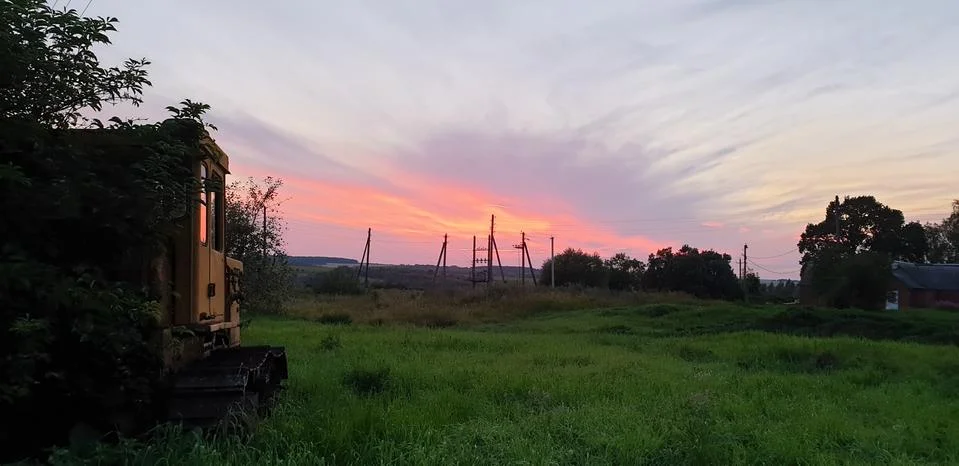 BEAUTIFUL RUSTIC SUNSET IN SUMMER Stock Photos