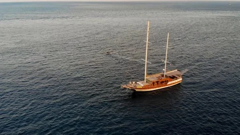 Beautiful sailing ship across the Mediterranean Sea, Sicilian coast Video stock 101129083