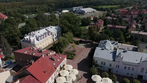 Beautiful Saint Square Cross Old Town Sanok Aerial View Poland Stock Footage 267925938