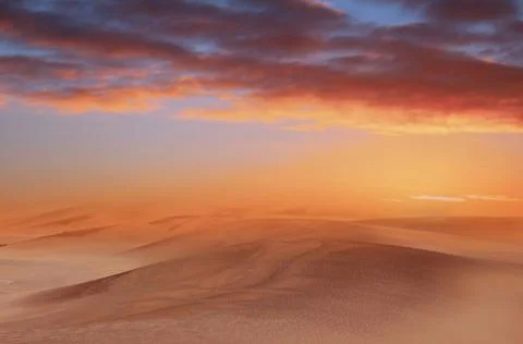 Beautiful sand dunes and dramatic skyin the Namib  desert Stock Photos
