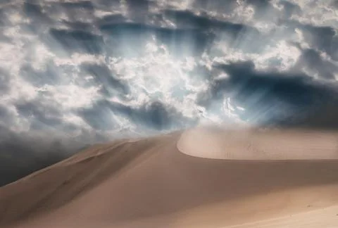Beautiful sand dunes and dramatic skyin the Namib  desert Stock Photos