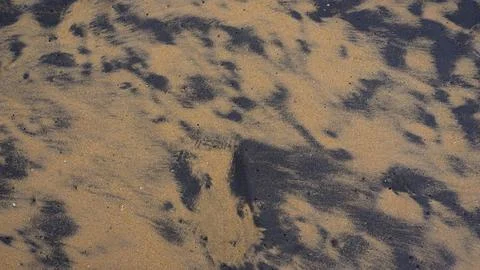 Beautiful sand pattern formed by yellow and black grains 스톡 사진