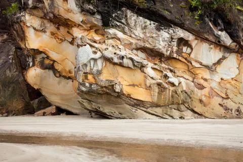 Beautiful sandstone rock at beach Stock Photos
