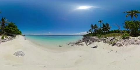 Beautiful sandy beach. 360-Degree view. 8k video. Stock Footage 229677011