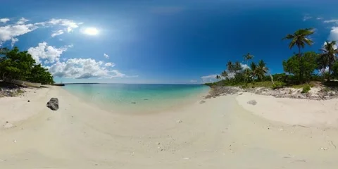 Beautiful sandy beach. 360 panorama VR. 8k video. Stock Footage 243832148