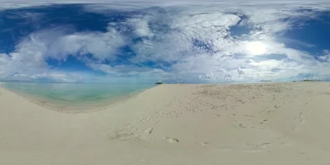 Beautiful sandy beach and blue sea. 360-Degree view. Stock Footage 233194017