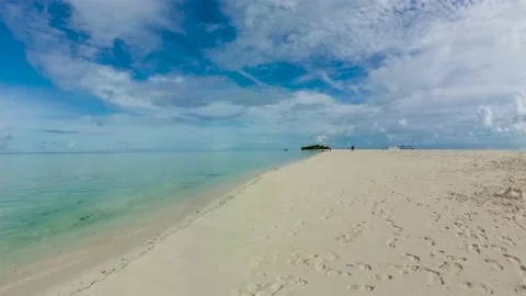Beautiful sandy beach and blue sea. Stock Footage 233264659