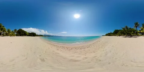 Beautiful sandy beach and blue sea. Philippines. VR 360. Stock Footage 234963289