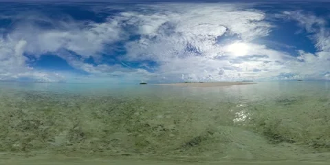 Beautiful sandy beach and blue sea. 360-Degree view. Stock Footage 238825467