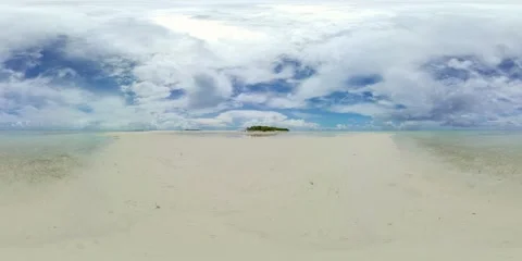 Beautiful sandy beach and blue sea. 360-Degree view. Stock Footage 243814852