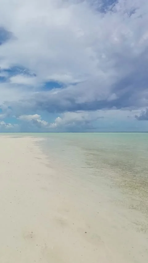 Beautiful sandy beach and blue sea. Stock Footage 252356404