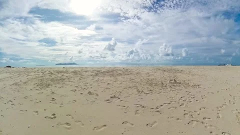 Beautiful sandy beach and blue sea. Stock Footage 342831702