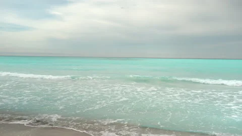 Beautiful sandy beach and pristine water in the Mediterranean Sea in Italy Stock Footage 158431463