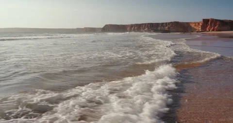 Beautiful sandy beach at Atlantic Ocean, Portugal. Stock Footage 248388908