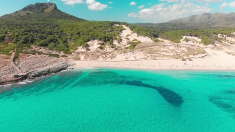 Beautiful sandy beach of Cala Mesquida, Mallorca, Spain Stock Footage 140845544