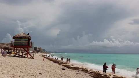 Beautiful sandy beach in Cancun. Vidéo 157811971