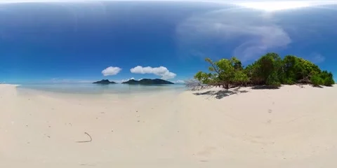 Beautiful sandy beach. Equirectangular panoramic. Stock Footage 243186723