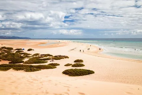 The beautiful sandy beach of Risco del Paso in Fuerteventura Stock Photos