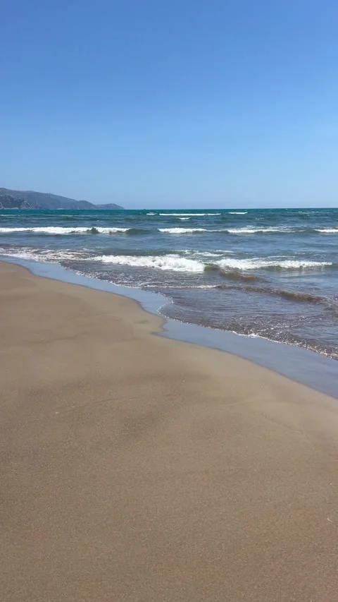 Beautiful sandy beach by summer Stock Footage 337139566