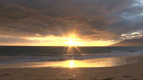 Beautiful Sandy Beach Sunset Video stock 63617942