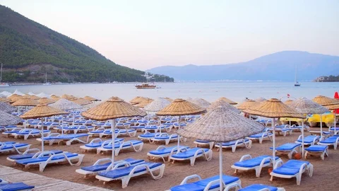 Beautiful, sandy beach in Turkey Stock Footage 92714096