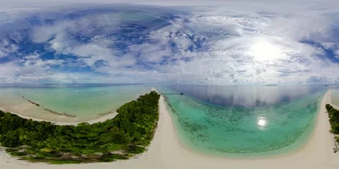 Beautiful sandy beach. VR 360. Stock Footage 273854875