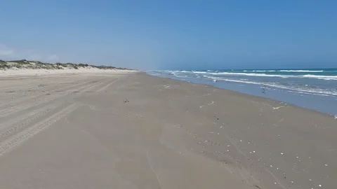 Beautiful sandy ocean beach summer Texas 4K Stock Footage 191622598