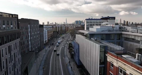 Beautiful Scene of traffic track between residential houses in the capital city Video stock 170933558
