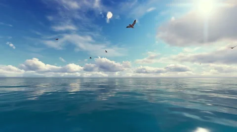 Beautiful Scene,Clouds Flying Over Calm Sea Stock Footage 64260416