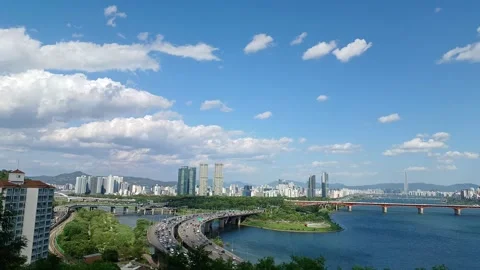 Beautiful scenery of the Han River, Seoul Stock Footage 310702053
