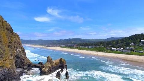 Beautiful scenery of Haystack Rock - Oregon USA Video stock 99095049