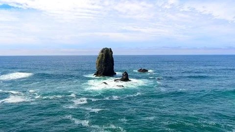 Beautiful scenery of Haystack Rock - Oregon USA Stock Footage 99096505