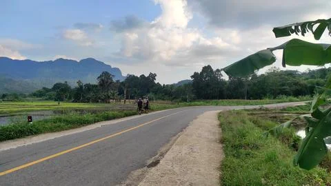 Beautiful scenery of paddy fields between the hills. Фото