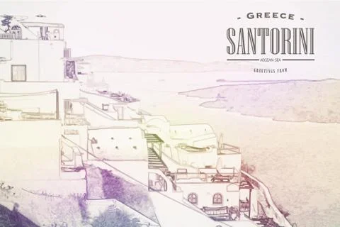 Beautiful scenery of Thira Stock Illustration