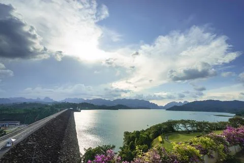 Beautiful scenic of  "Ratchaprapha" dam at Surat Thani Stock Photos