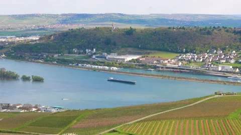 A Beautiful Scenic Ruedesheim's Agricultural Landscape Shot From A Cable Car Stock Footage