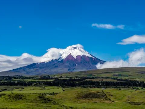 Beautiful scenic view of Cotopaxi Volcano on a fine day, Ecuador Stock Photos