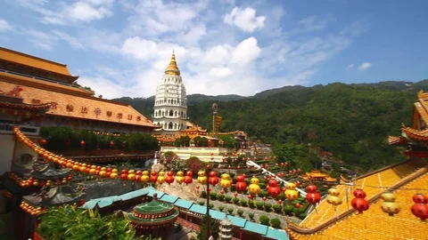 Beautiful scenic view of largest buddhist temple namely Kek Lok Si in Penang Stock Footage 123101734