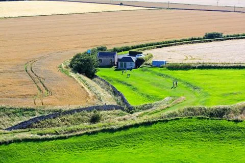 Beautiful scottish landscape with fields Stock Photos