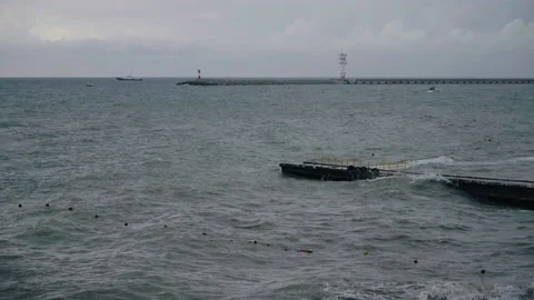 A beautiful sea bay at the time of the beginning of bad weather Stock Footage 168978161